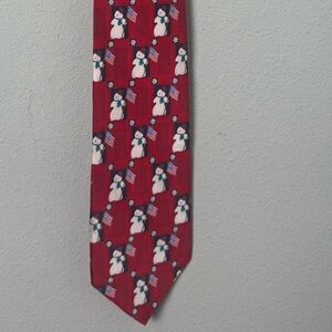 Hallmark Holiday Traditions Christmas/Holiday Snowman & American Flag‎ Silk Tie